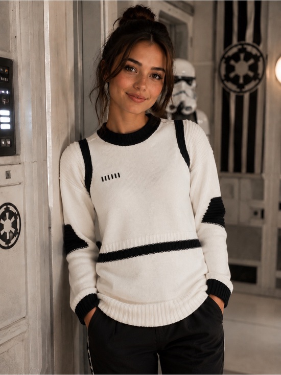 Star Wars Sweaters - Star Wars Her Universe Women's White and Black Crewneck Sweater